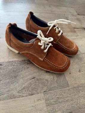 Vintage Dexter 1970s USA suede leather lace up flat shoes size 5